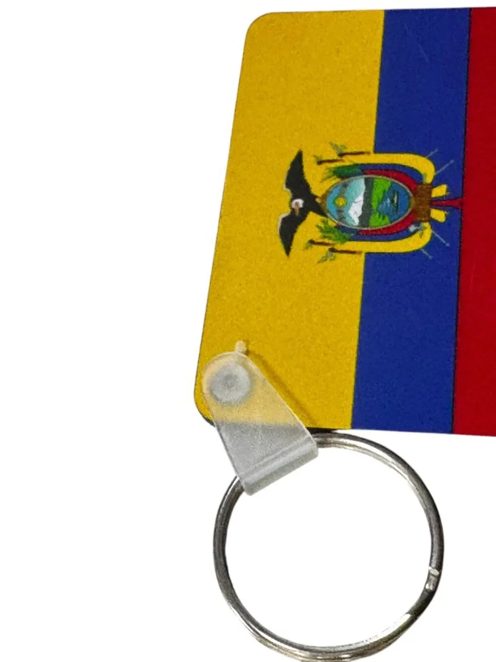Ecuador Flag Keychain with Ring, Rectangular Design - Picture 7 of 8